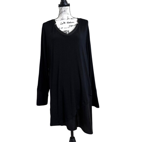 Soft Surroundings Tunic Lagenlook Black Long Sleeve V-Neck Womens Size 2X - Picture 1 of 8